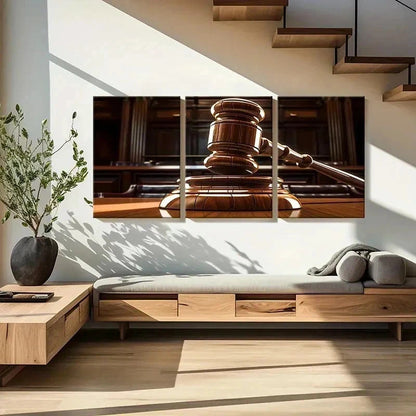 3pcs Judges Gavel Fairness Modern Wall Art Set Canvas Framed 40x60cm - High Quality Print 100% Australian Made Wall Canvas Ready to Hang