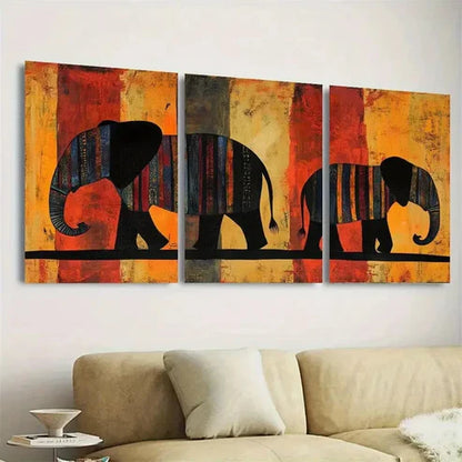 3pcs Contemporary Elephant Wall Art Set Canvas Unframed - High Quality Print 100% Australian Made Wall Canvas