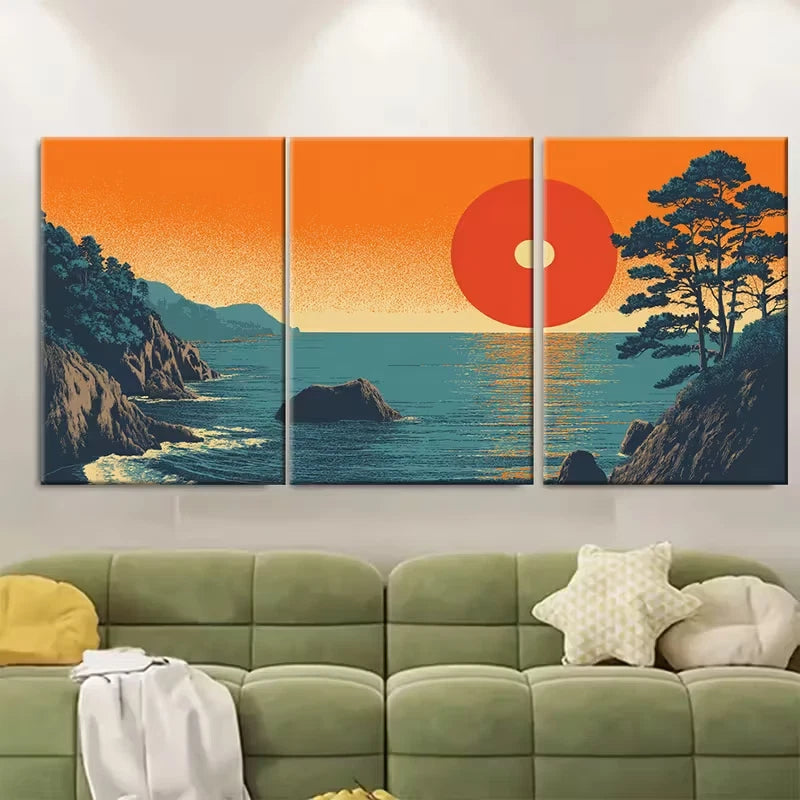 3pcs Vintage Sun Print Le Soleil Metal Print Ready to Hang Art