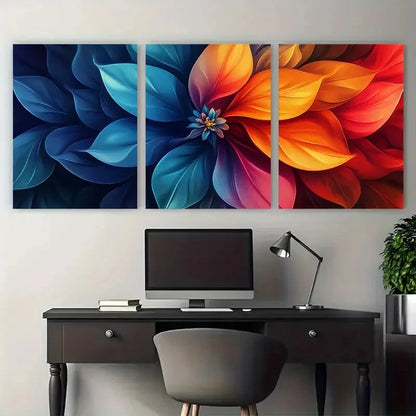 3pcs Abstract Flower Digital Illustration Wall Art Set Canvas Framed 50x70cm - High Quality Print 100% Australian Made Wall Canvas Ready to Hang