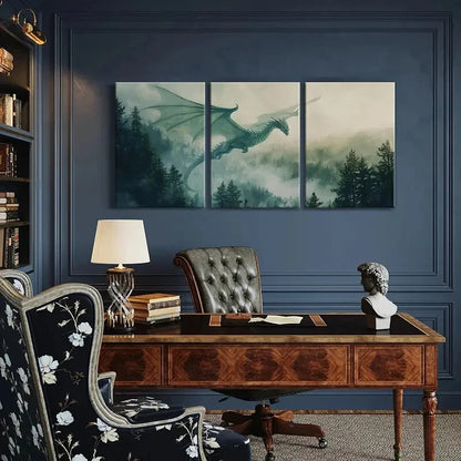 3pcs Magical Dragon Art Forest Landscape Metal Print Ready to Hang Art