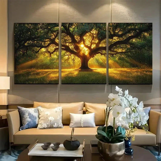 3pcs Angel Oak Park Johns Island Design Metal Print Ready to Hang Art