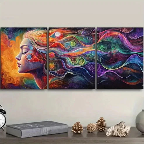 3pcs Painting of Woman and Hair Wall Art Set Canvas Unframed – High Quality Print, 100% Australian Made Wall Canvas