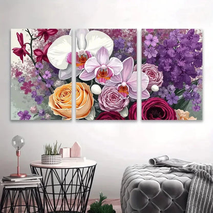 3pcs Artistic Floral Drawing Painting Wall Art Set Canvas Framed 50x70cm - High Quality Print 100% Australian Made Wall Canvas Ready to Hang