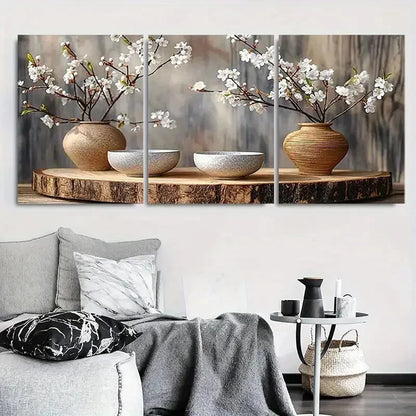 3pcs Vibrant Pink Sakura Flowers Metal Print Ready to Hang Art