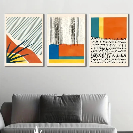 3pcs Geometric Abstract Lines Bohemian Line Metal Print Ready to Hang Art
