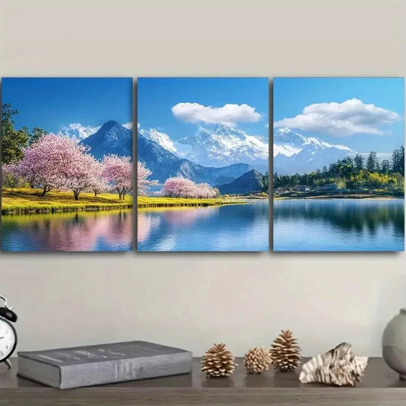 3pcs Beautiful Natural Landscape Painting Metal Print Ready to Hang Art