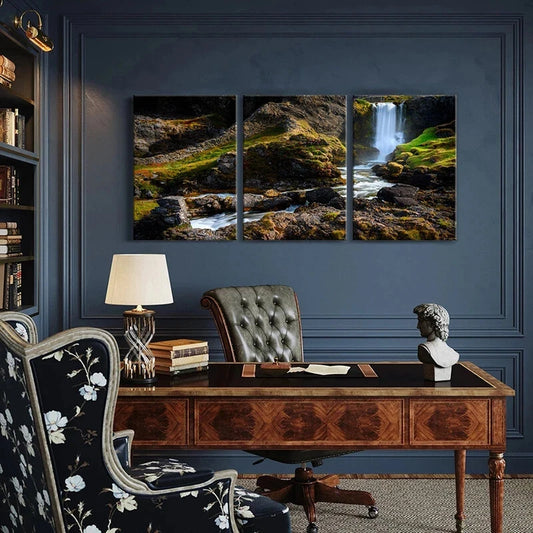 3pcs Nature Mountains Waterfall Creek Metal Print Ready to Hang Art