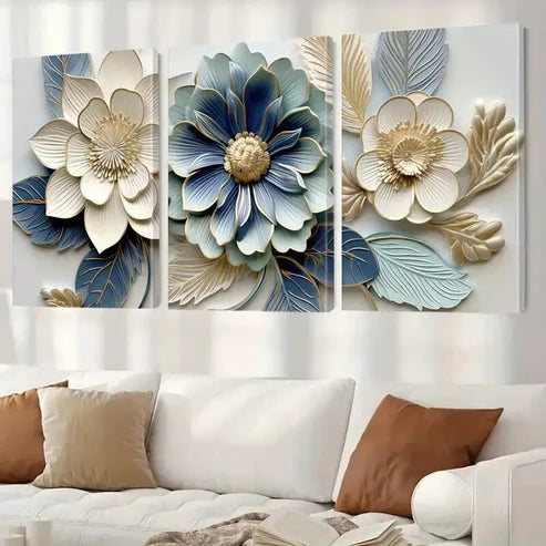 3pcs Modern Floral Painting Canvas Framed 60x90cm - High Quality Print 100% Australian Made Wall Canvas Ready to Hang