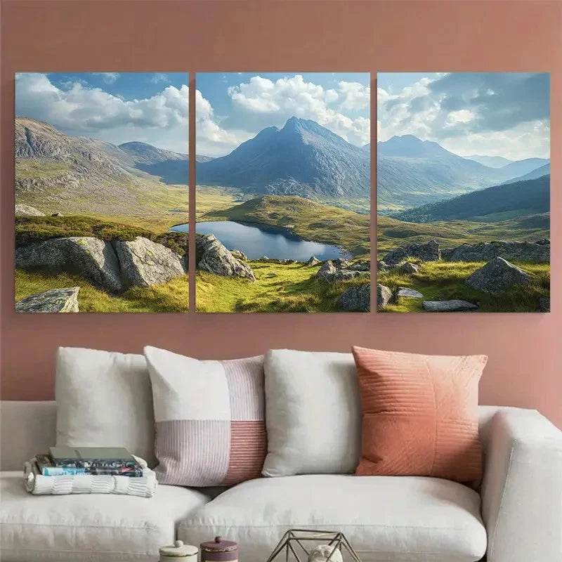 3pcs Snowdonia and Tryfan Stunning Wales Travel Metal Print Ready to Hang Art