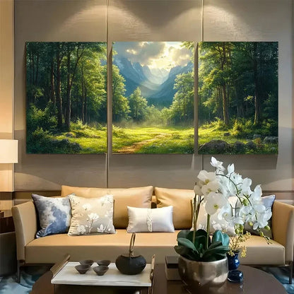 3pcs Vintage Style Landscape Fantasy Forest Metal Print Ready to Hang Art