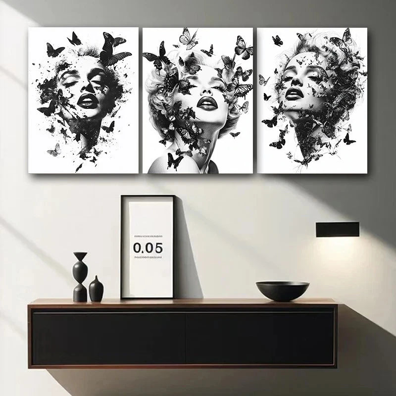 3pcs Marilyn Monroe Black & White Metal Print Ready to Hang Art