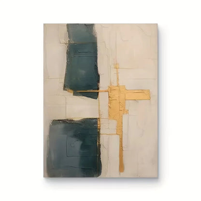 Stylish Golden, Blue, and Green Tones Metal Print Ready to Hang