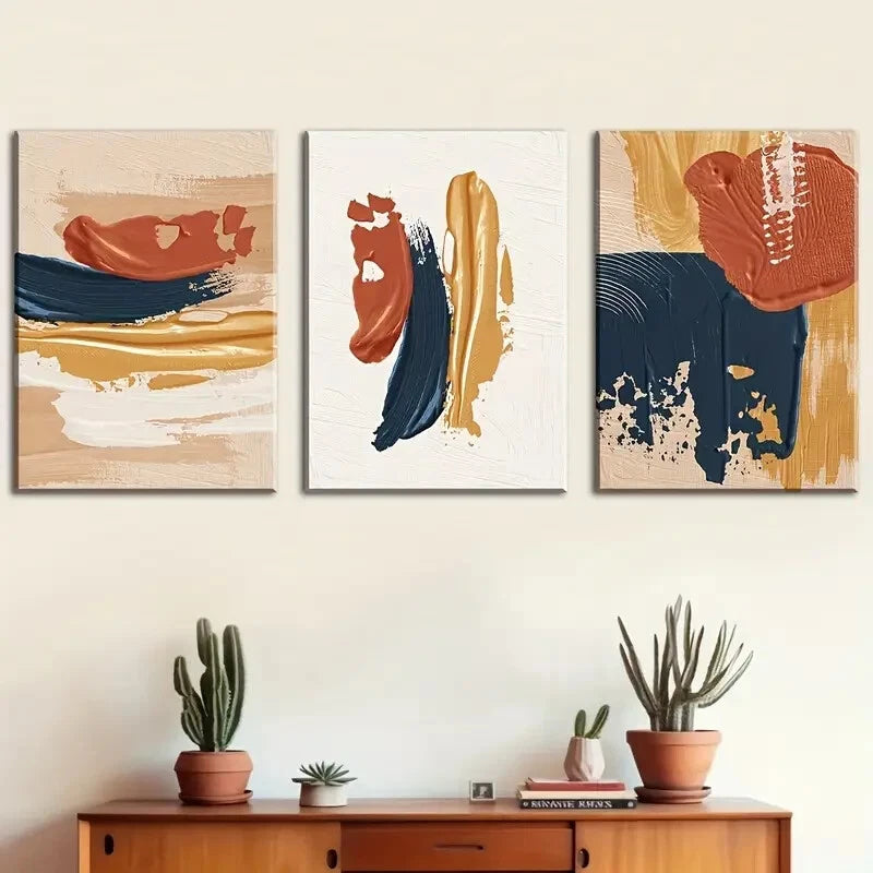 3pcs Vibrant Colorful Modern Abstract Perfect Wall Art Set Canvas Framed 40x60cm - High Quality Print 100% Australian Made Wall Canvas Ready to Hang