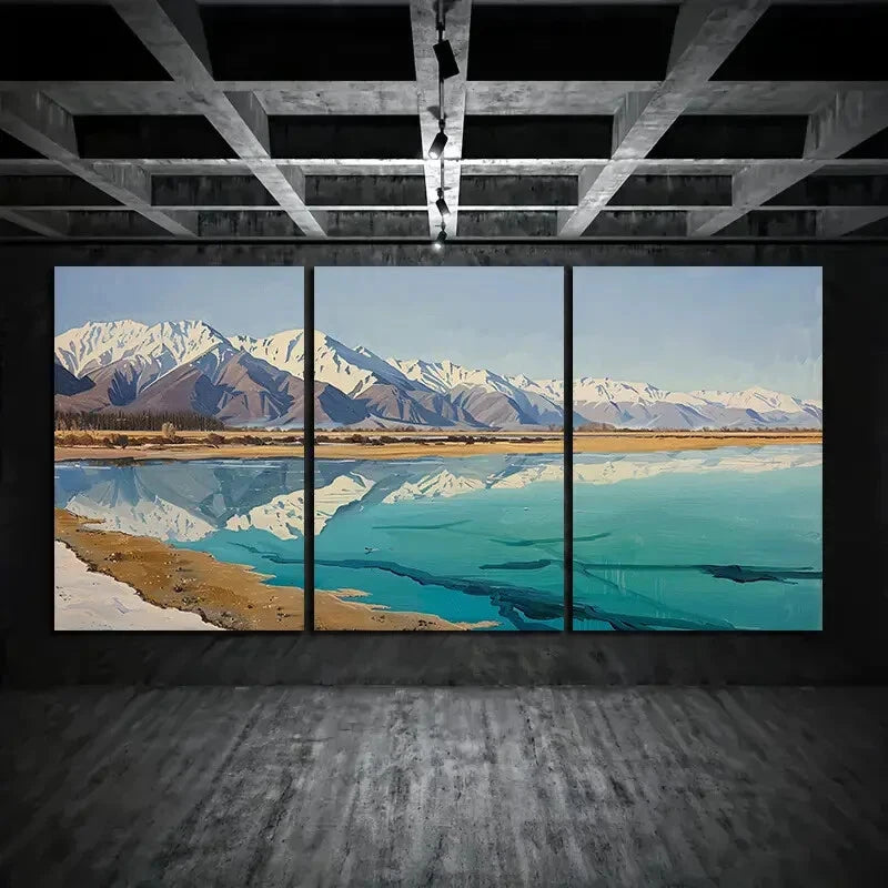 3pcs Turquoise Lake Mountain Landscape Metal Print Ready to Hang Art