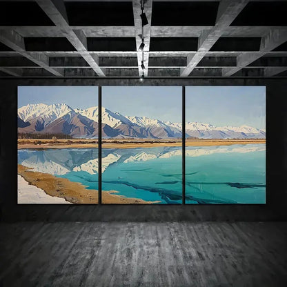 3pcs Turquoise Lake Mountain Landscape Metal Print Ready to Hang Art