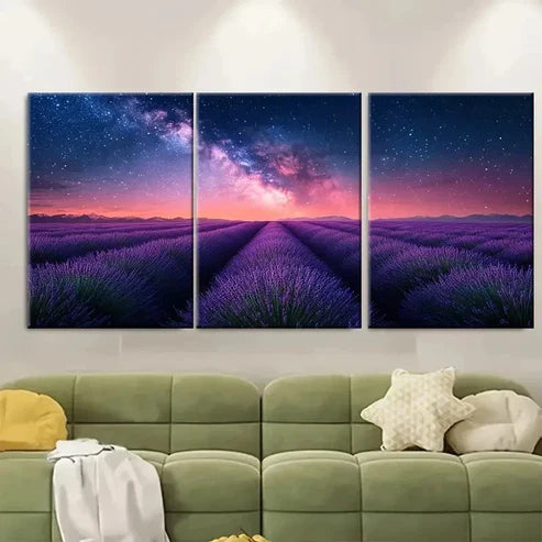 3pcs Lavender Meadow Fields Wall Art Set Canvas Unframed - High Quality Print 100% Australian Made Wall Canvas