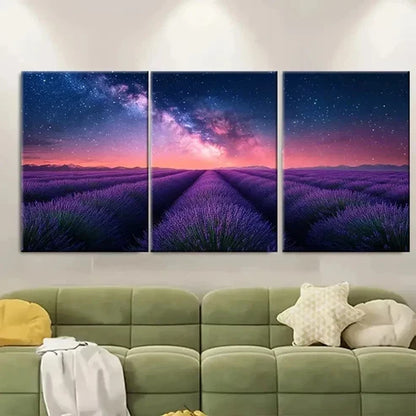 3pcs Lavender Meadow Fields Wall Art Set Canvas Unframed - High Quality Print 100% Australian Made Wall Canvas