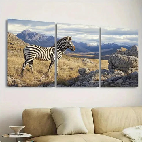 3pcs Mountain Zebra Wall Art Set Canvas Unframed - High Quality Print 100% Australian Made Wall Canvas