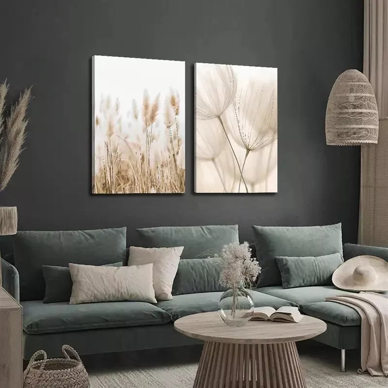 2pcs Featuring Neutral Toned Canvas Framed 50x75cm - High Quality Print 100% Australian Made Wall Canvas Ready to Hang