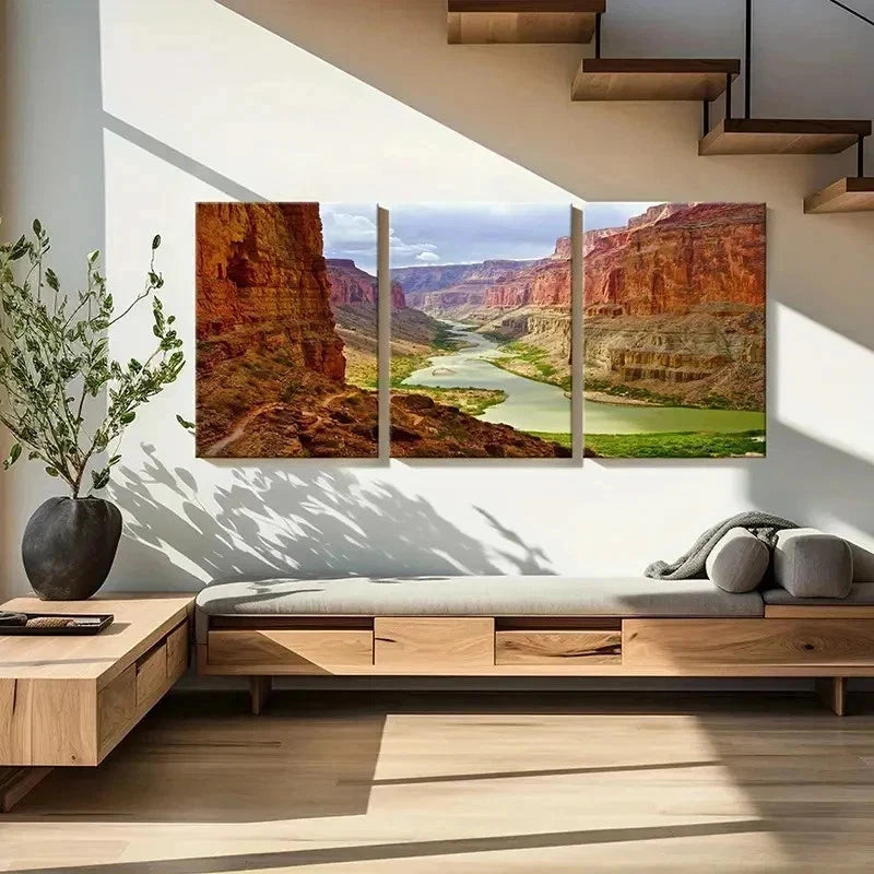 3pcs Grand Canyon & River Nature Landscape Wall Art Set Canvas Framed 40x60cm - High Quality Print 100% Australian Made Wall Canvas Ready to Hang