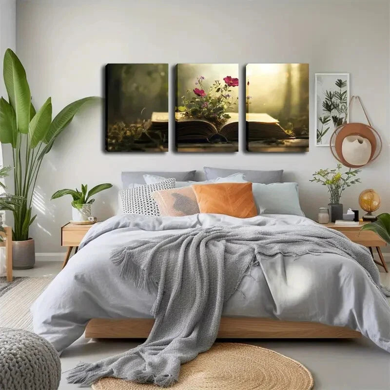 3pcs Modern Minimalist Floral Design Perfect Wall Art Set Canvas Framed 40x60cm - High Quality Print 100% Australian Made Wall Canvas Ready to Hang
