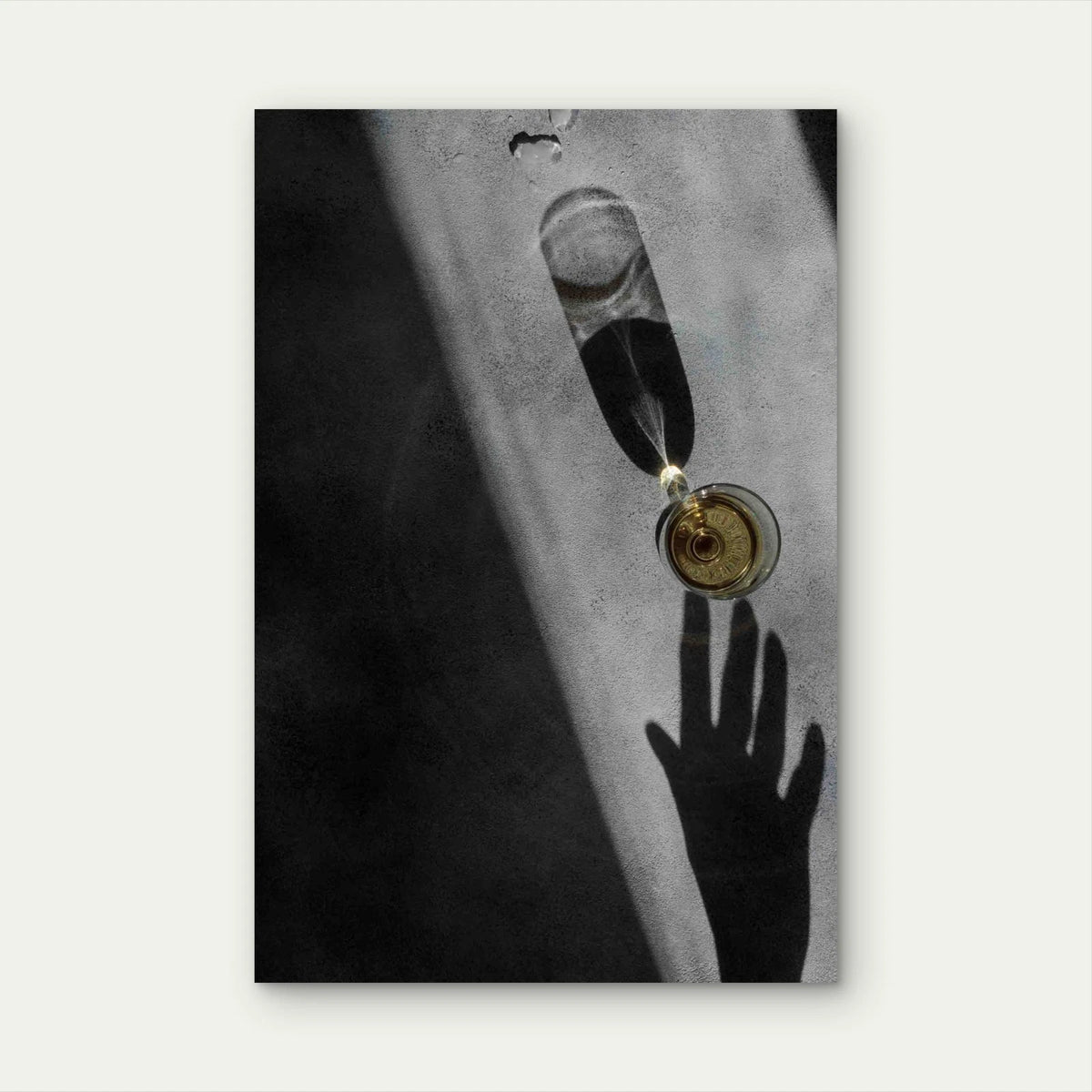 Wine Glass With Shadows 40x60cm Metal Print Ready to Hang