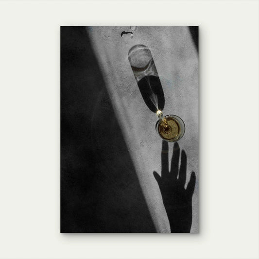Wine Glass With Shadows 40x60cm Metal Print Ready to Hang