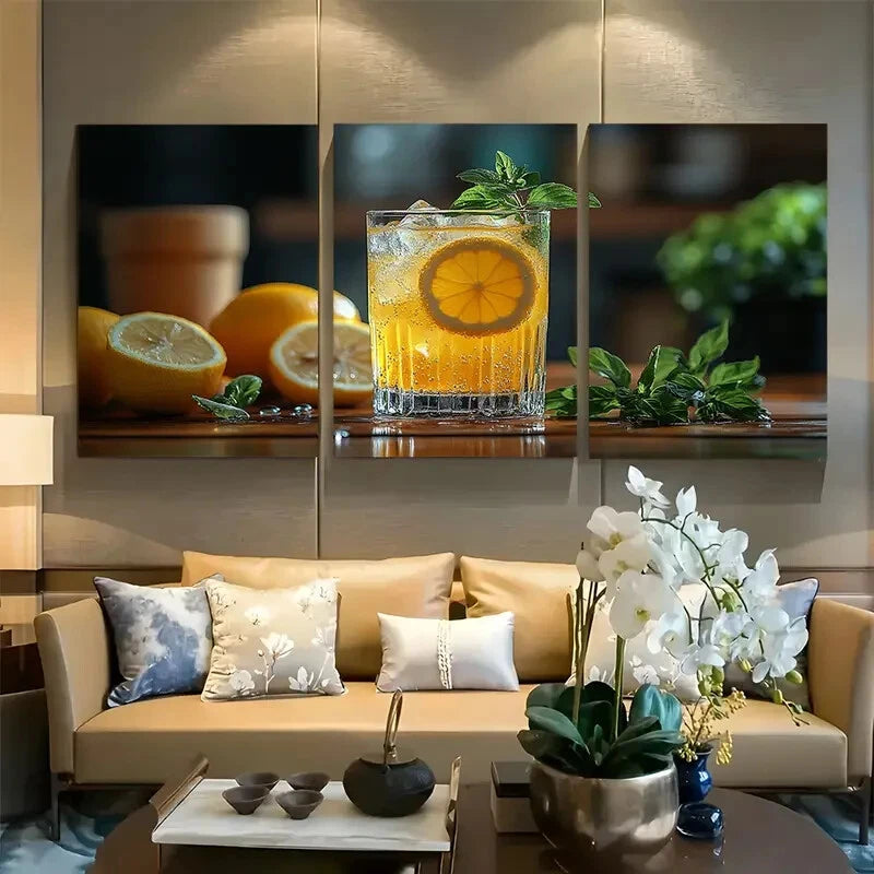 3pcs Summer Lemonade Kitchen Aesthetic Metal Print Ready to Hang Art
