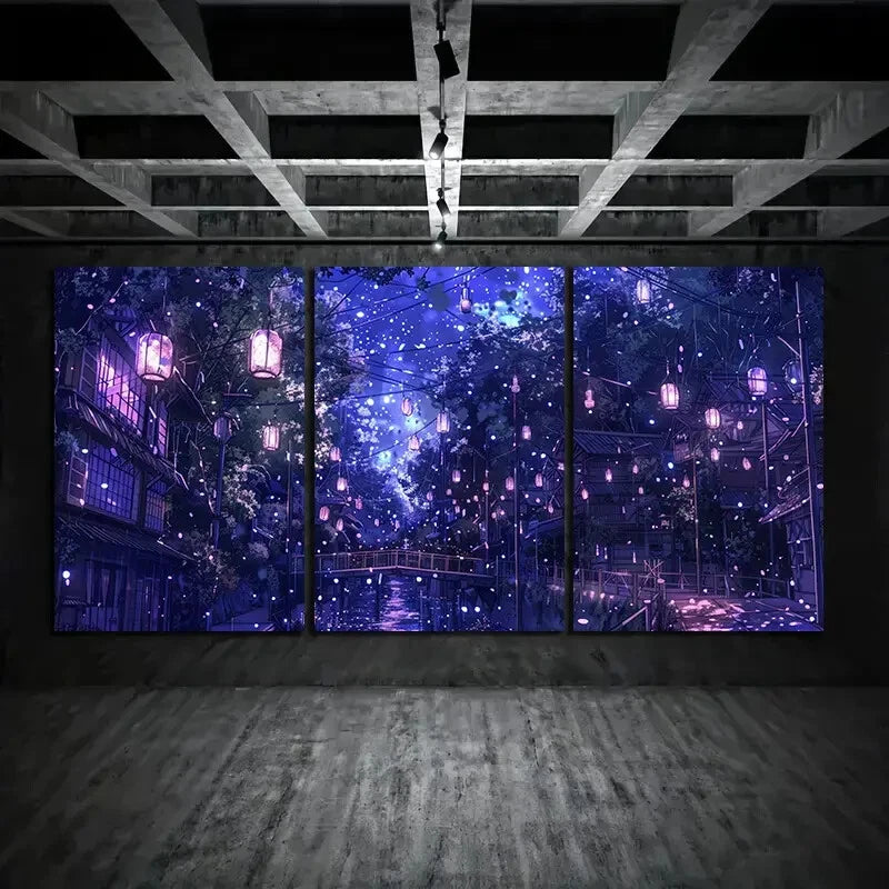 3pcs Dreamy Seaside Cityscape Metal Print Ready to Hang Art