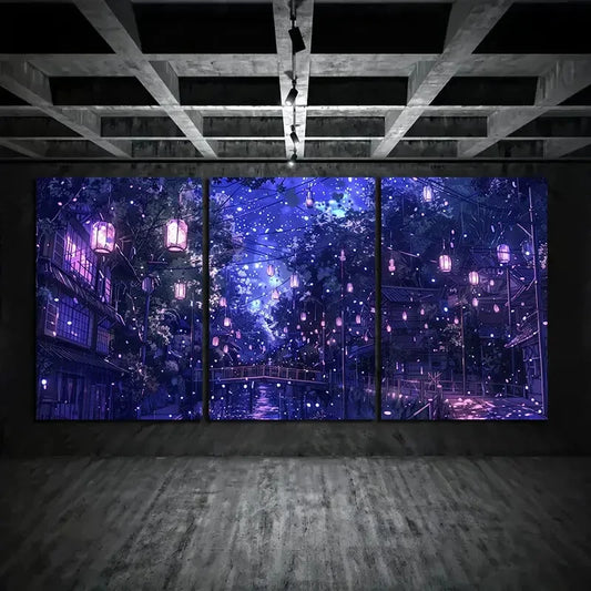 3pcs Dreamy Seaside Cityscape Metal Print Ready to Hang Art