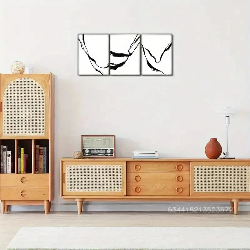 3pcs Black And White Art Decoration Prints Metal Print Ready to Hang Art