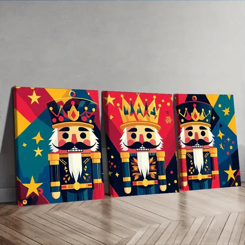 3pcs Art Deco Nutcracker Cartoon Wall Art Set Canvas Unframed - High Quality Print 100% Australian Made Wall Canvas
