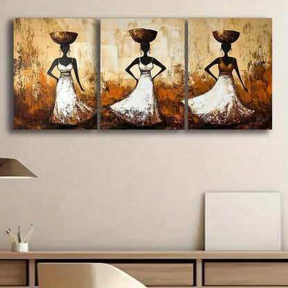 3pcs African Women Portrait Wall Art Set Canvas Framed 50x70cm - High Quality Print 100% Australian Made Wall Canvas Ready to Hang