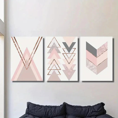 3pcs Abstract geometric shape line art Metal Print Ready to Hang Art