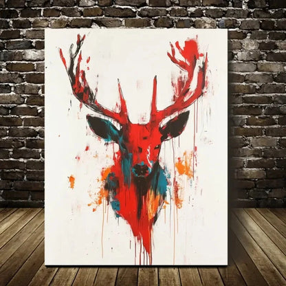 Modern Abstract Deer Head Contemporary Painting 40x60cm Metal Print Ready to Hang