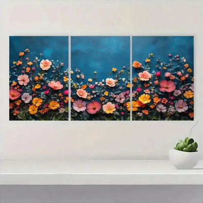 3pcs Vibrant Wildflower Floral Art Prints Metal Print Ready to Hang Art