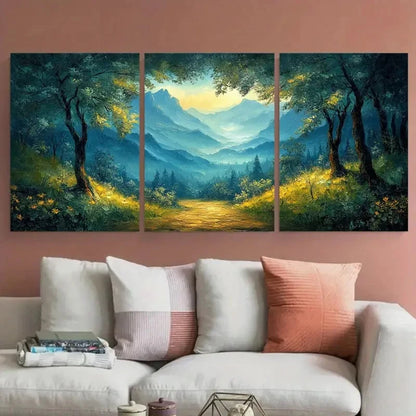 3pcs Forest Mountain Nature Inspired Landscape Metal Print Ready to Hang Art