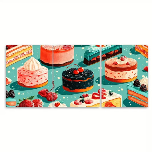 3pcs Life is Short Eat The Dessert Kitchen Metal Print Ready to Hang Art