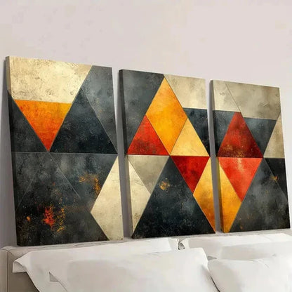 3pcs Mid Century Polygon Pattern YU Wall Art Set Canvas Unframed - High Quality Print 100% Australian Made Wall Canvas