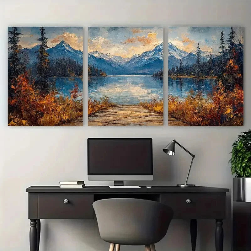 3pcs Long Lake Washington Landscape Travel Metal Print Ready to Hang Art