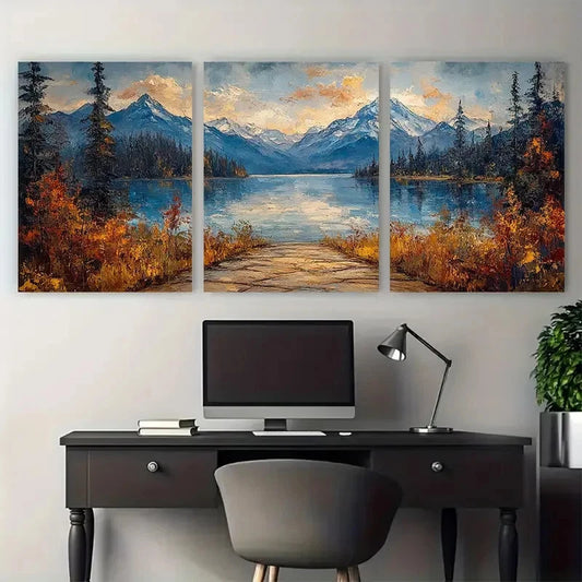 3pcs Long Lake Washington Landscape Travel Metal Print Ready to Hang Art