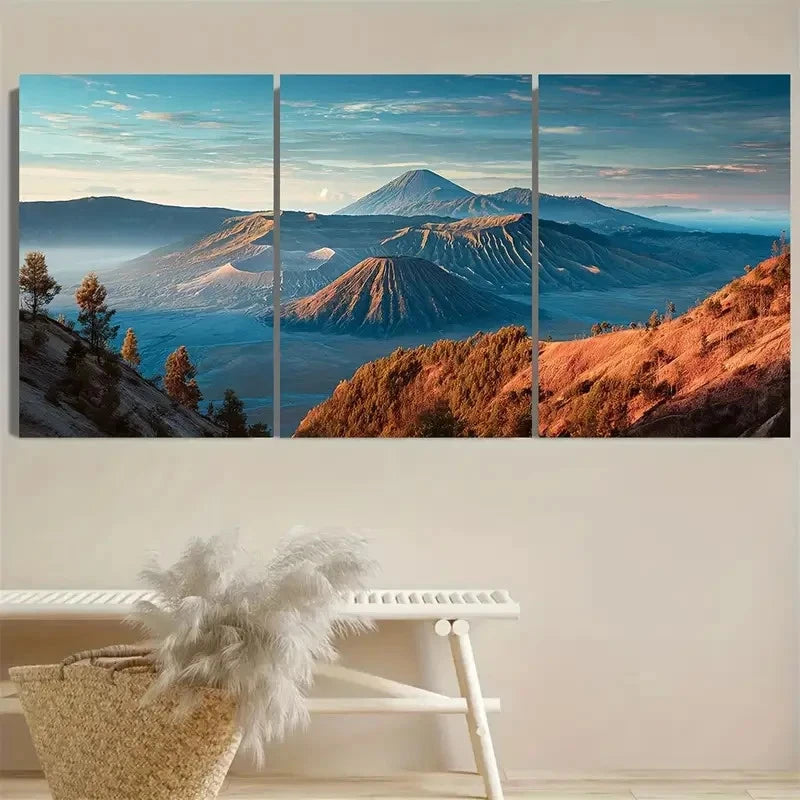 3pcs Vibrant Travel Tengger Caldera Landscape Wall Art Set Canvas Framed 40x60cm - High Quality Print 100% Australian Made Wall Canvas Ready to Hang