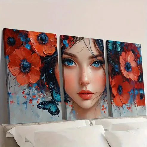 3pcs Original Dreamy Girl Abstract ER Wall Art Set Canvas Unframed - High Quality Print 100% Australian Made Wall Canvas