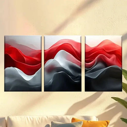 3pcs wave of red and white Wall Art Set Canvas Unframed - High Quality Print 100% Australian Made Wall Canvas