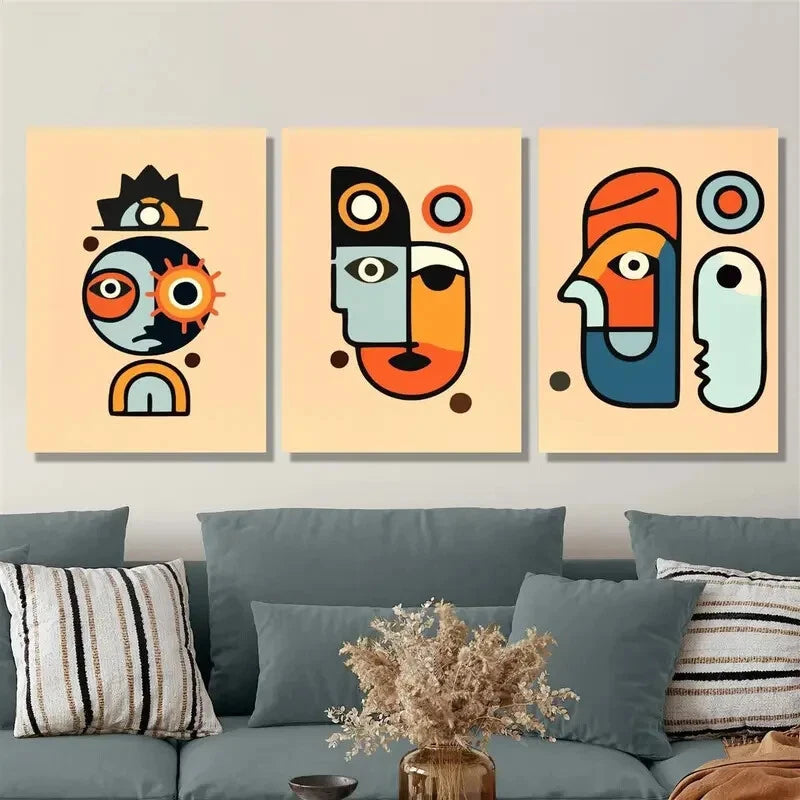3pcs ,Bohemian abstract art painting, Metal Print Ready to Hang Art
