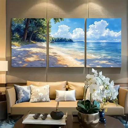 3pcs Wannsee Beach, Germany Watercolor Vacation Metal Print Ready to Hang Art