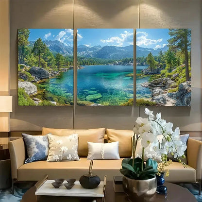 3pcs Lake Tahoe from Mount Tallac Breathtaking Metal Print Ready to Hang Art