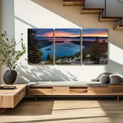 3pcs Mountain Forest Sea Sunset Decoration Wall Art Set Canvas Framed 40x60cm - High Quality Print 100% Australian Made Wall Canvas Ready to Hang