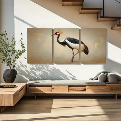 3pcs Elegant Crane Art Wildlife Nature Poster Metal Print Ready to Hang Art